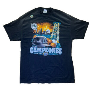 Vintage 2003 Florida Marlins Graphic Tee Black Size XL Men Shirt "Campeones"